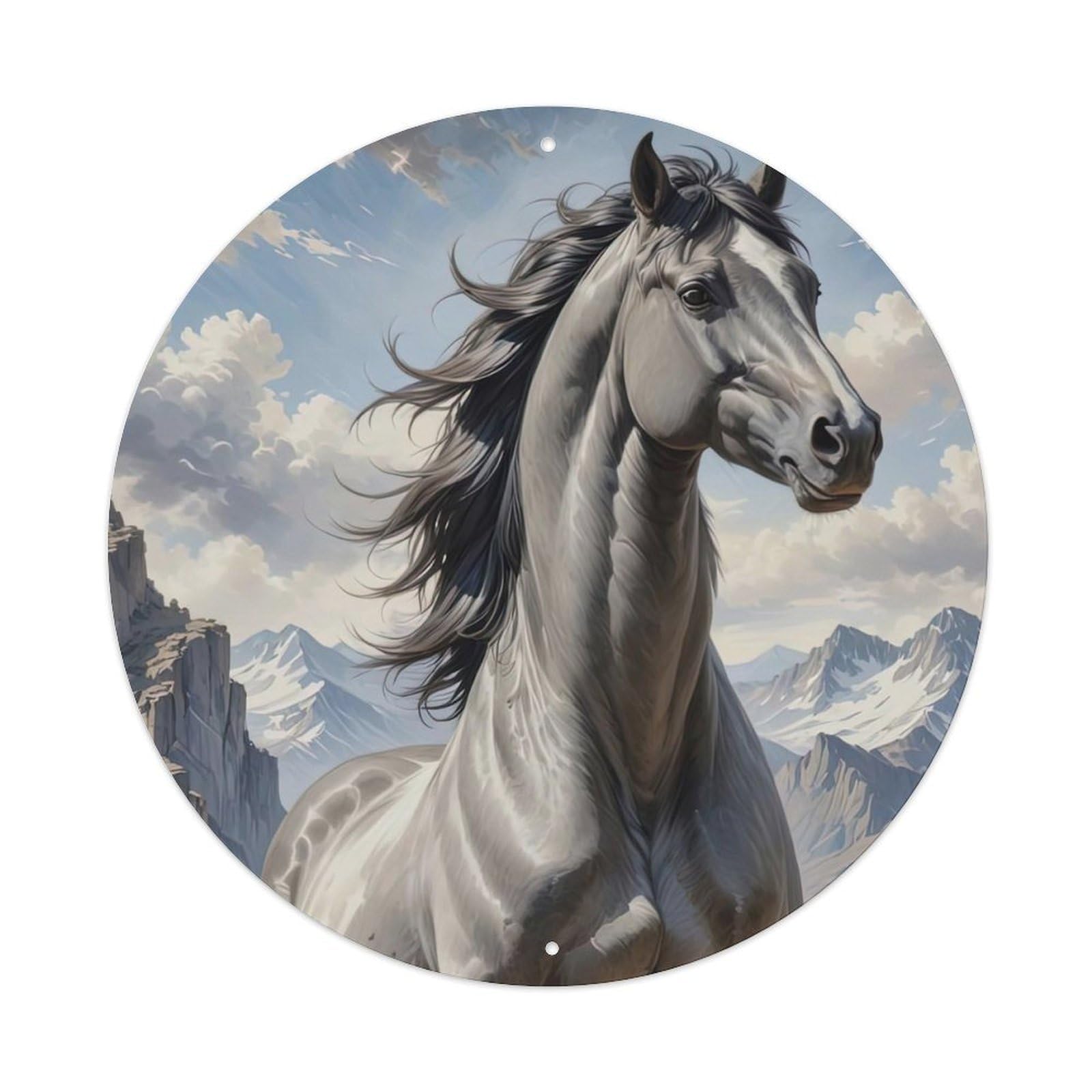 Animal Horses Running in The Mountain Metal Tin Sign