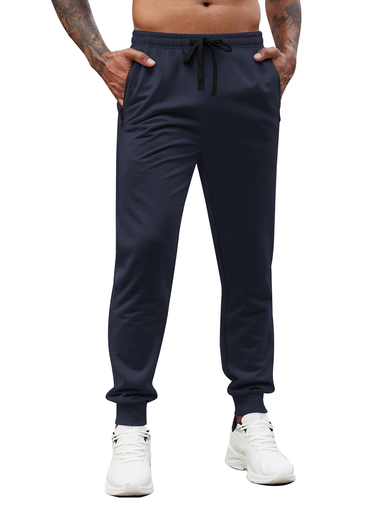 COOFANDYMen's Joggers Drawstring Jogger Sweatpants with Zipper Pockets Lightweight Slim Fit Athletic Track Pants