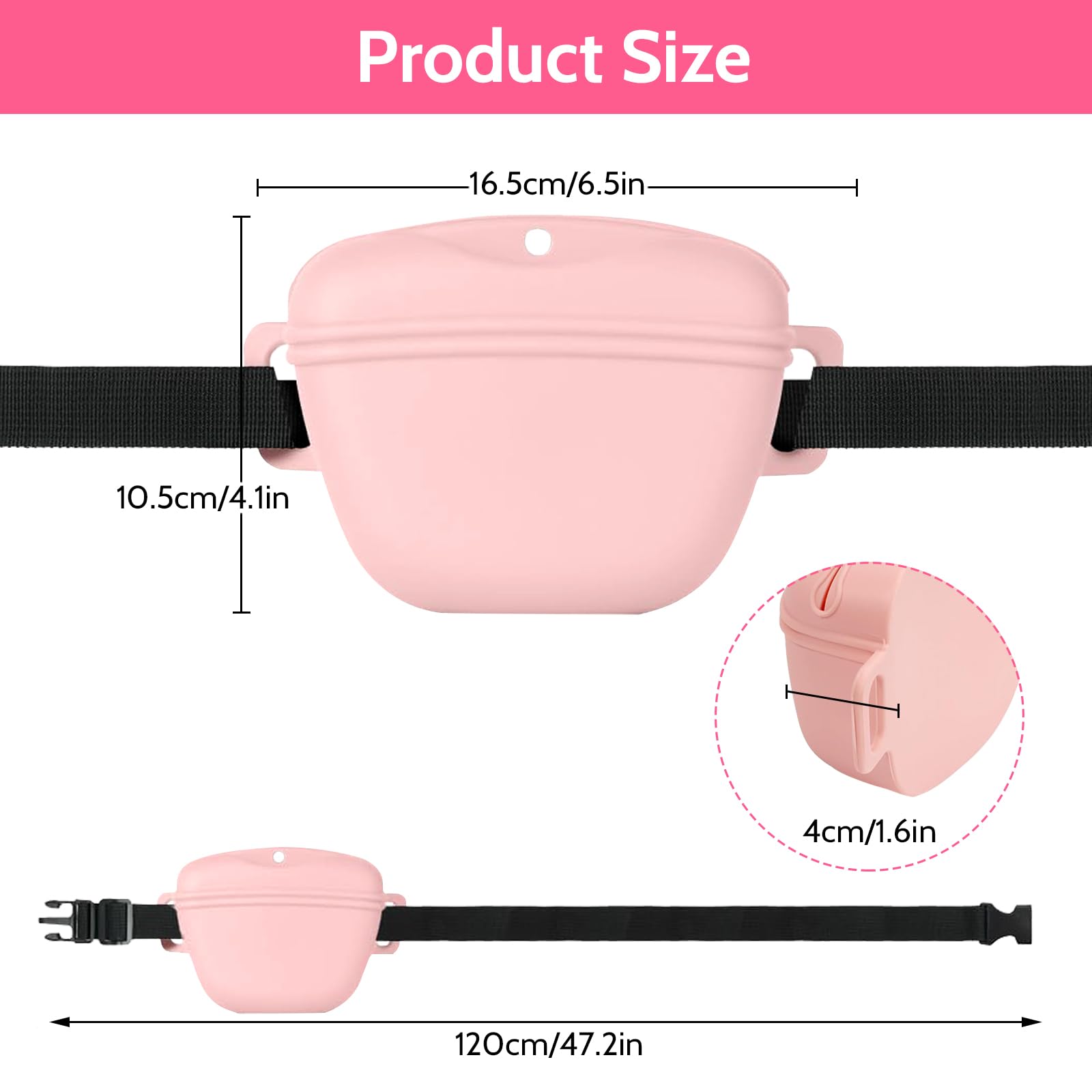 Yilnlg Dog Treat Pouch with Training Clicker, Silicone Treat Bag Magnetic Buckle Closing - Image 2
