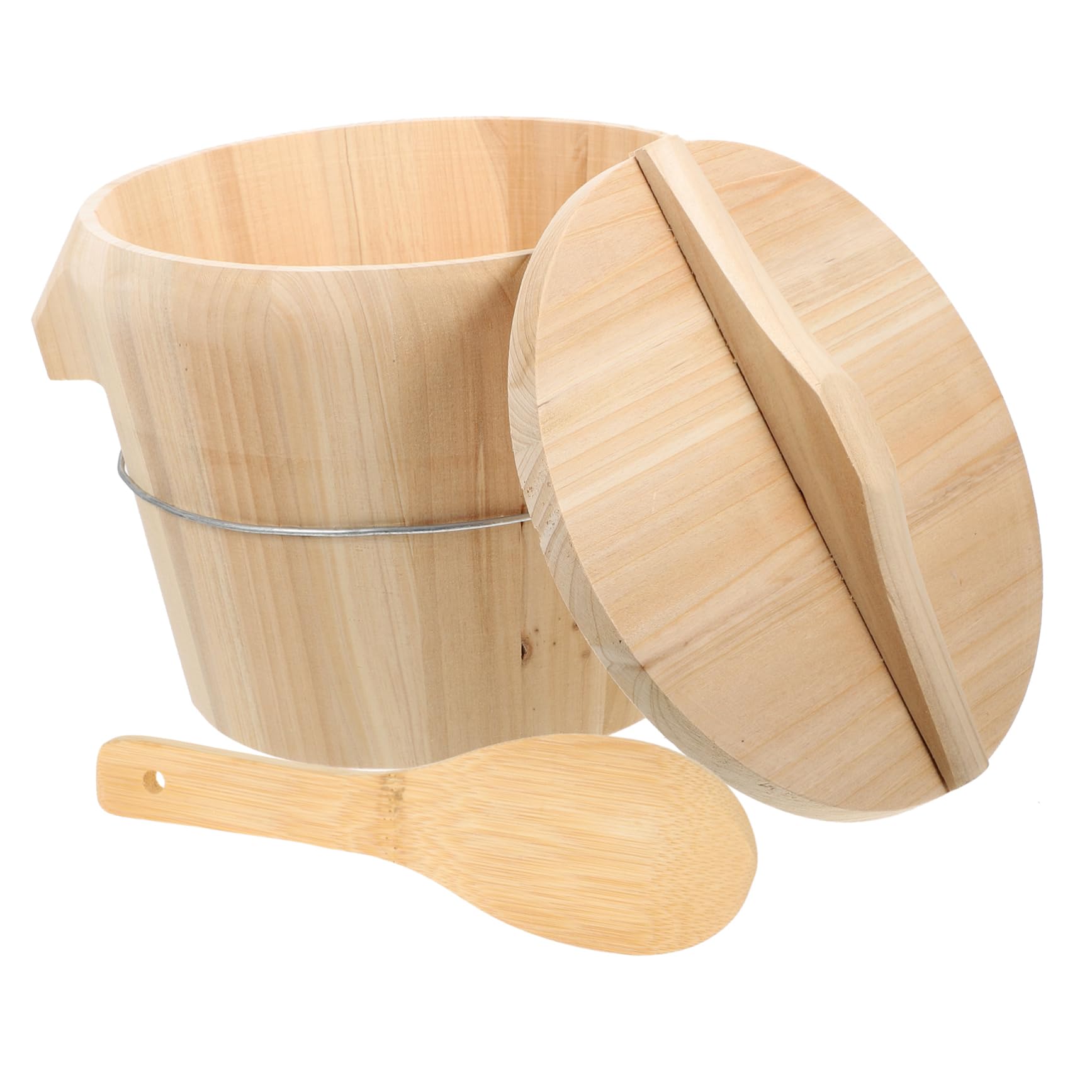 Seau à Riz Vapeur En Bois Avec Couvercle Pour La Cuisine Et La