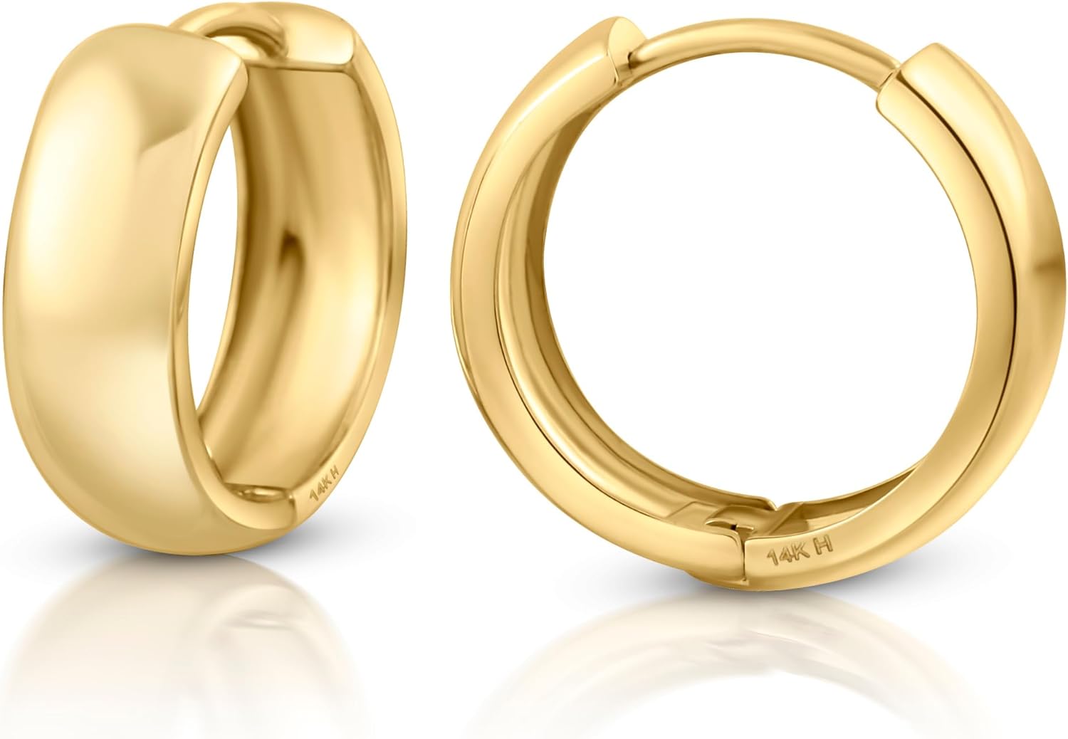 14k Solid Gold Huggie Earrings, Simple Hoops, Plain Huggies, Real Earrings for Women