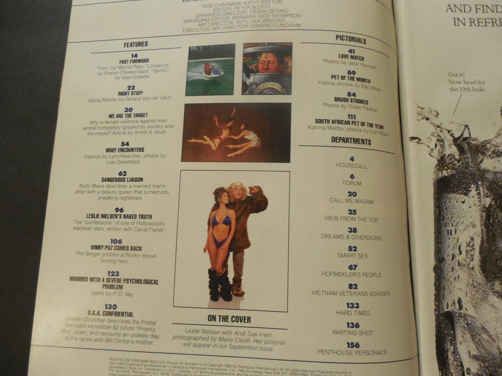 Penthouse Aug 1993 Leslie Nielsen Gets Weird (But Not Naked) at