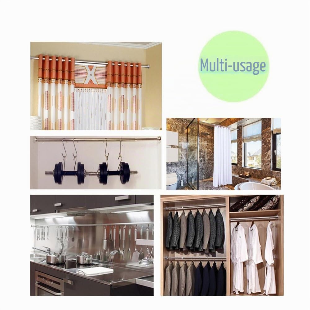 Tringle Extensible pour Rideau de Douche 105-170CM, Acier Inoxydable Barre Télescopique pour Rideau, Vêtement, Salle de Bains, Fenêtres ou Portes