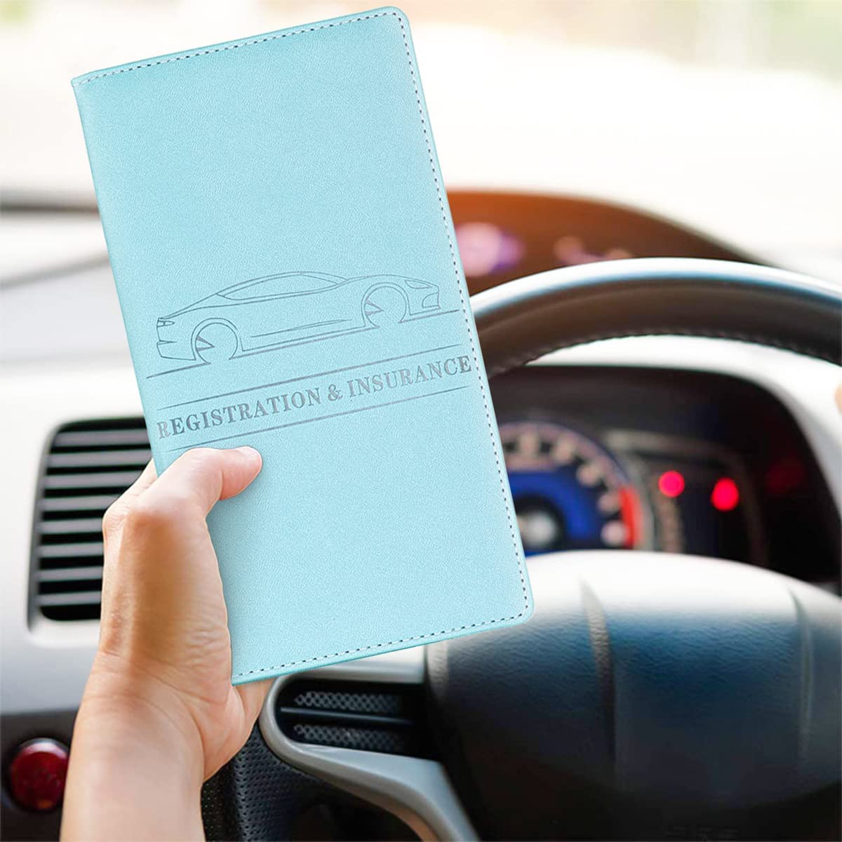 XINLIYA Car Registration and Insurance Card Holder PU Glove Box Essential Documents Paperwork Driver License Organizer for Car — view 5