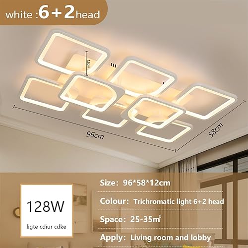 Miniatura 8 de Liudefa Lámpara LED de techo regulable, 8 luces de techo modernas de 23 pulgadas, montaje empotrado, lámpara de techo de 108 W para sala de estar,