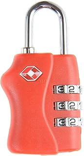تي اس اي قفل من خليط معدني من الزنك لحقيبة الظهر والامتعة مع قفل بكلمة مرور من 3 ارقام لشنط السفر والامتعة - احمر