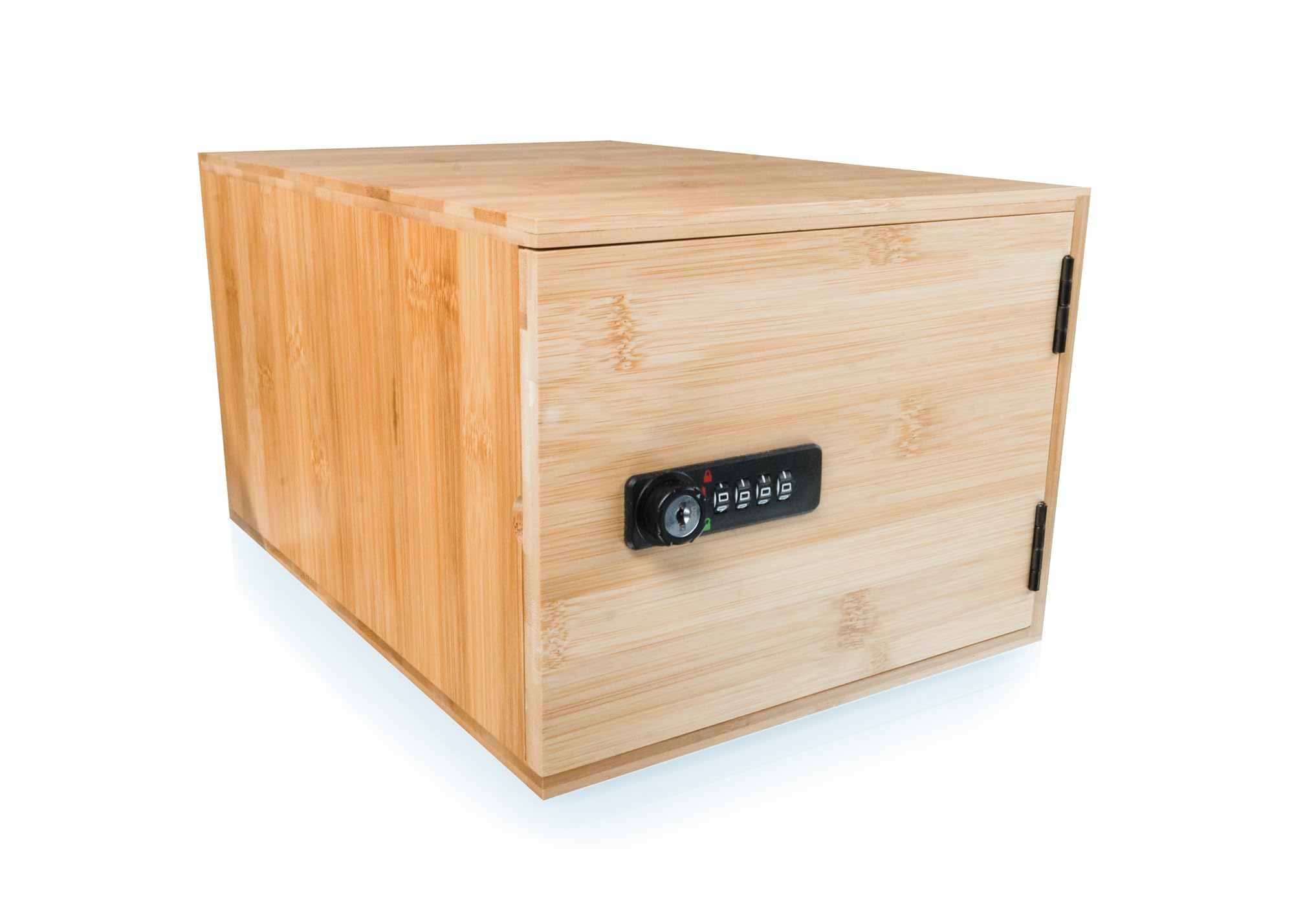 Lock Box - Bamboo - 12 Litre Lockable Box - 4 Digit Combination Lock - Premium Secure Home Storage