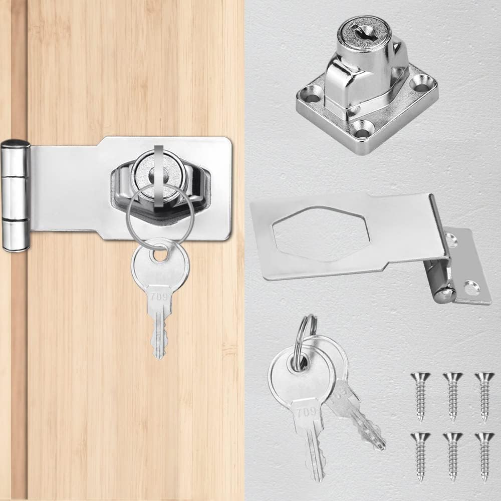 TANCUDER Small Hasp and Staple 90 Degrees Metal Lock Hasp 4 Inch Door
