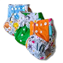 Kit 3 Fraldas Ecológicas Reutilizável De Pano + 3 Absorventes 6 camadas (Sem Gênero)