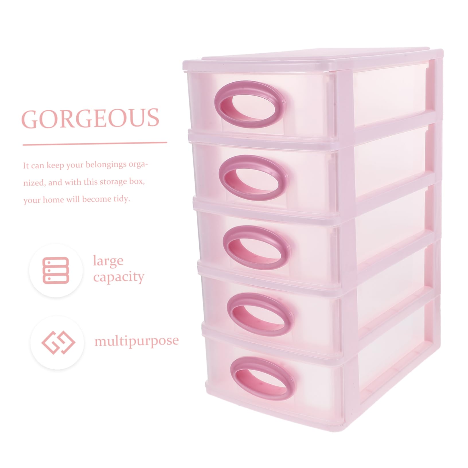 HOMSFOU Organizzatore Per Cassetti Da Scrivania 5 Strati, Mobiletto in Plastica Per Trucco, Contenitore Portadocumenti Resistente in Pp Per Ufficio, Studio, Bagno e Casa