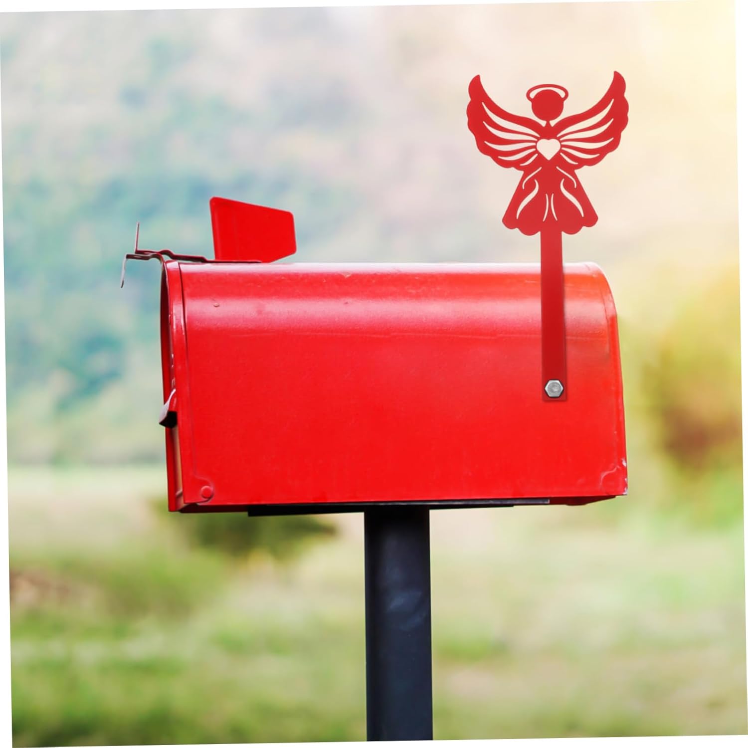Yardwe Angel Mailbox Flag Replacement Mailbox Decoration for Outdoor Use All-Weather Angel Ornament for Yards Gardens and Parks