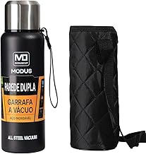 MODUS Garrafa Térmica De Aço Inoxidável Isolada A Vácuo Com Copo Portátil E Bolsa 1000ML (Preto)