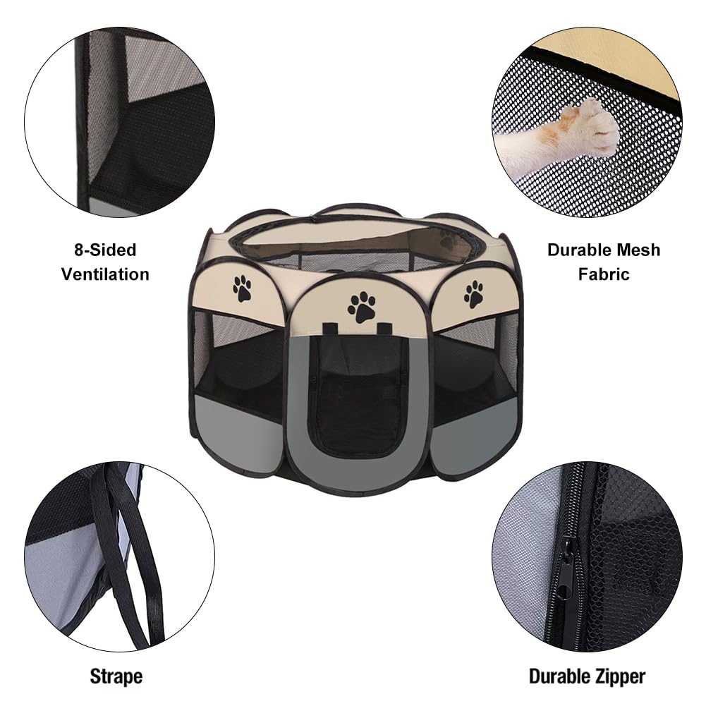 Parque Plegable para Perros,Portátil Parque para Perros,Corralito para Perros,Impermeable Parque de Juego de Tela Oxford,para Interior y Exterior,para Cachorros,Gatos,Perros,Conejos,74x74x43cm
