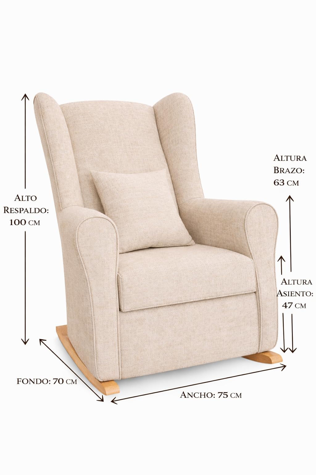 Sillón de Lactancia Balancín Moderno + Cojín Decorativo | Sillón Mecedora para Amamantar, Butaca de Lactancia Cómoda y Fácil Limpieza | Ideal para Bebé, Dormitorio y Salón. (Beig) - 2