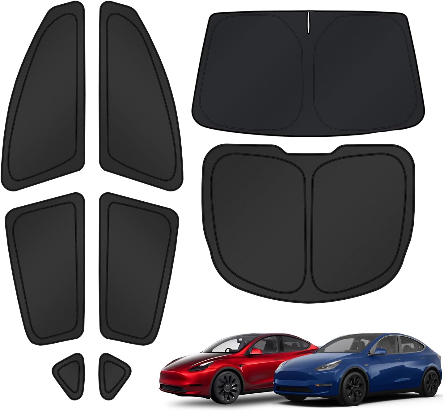 Ultra-Thickened Window Shades for Tesla Model Y 2020-2024 (Not fit for Juniper) Accessories for Model Y Side Window Cover Window All Window Front Windshield Side Window Full Set 8PCS