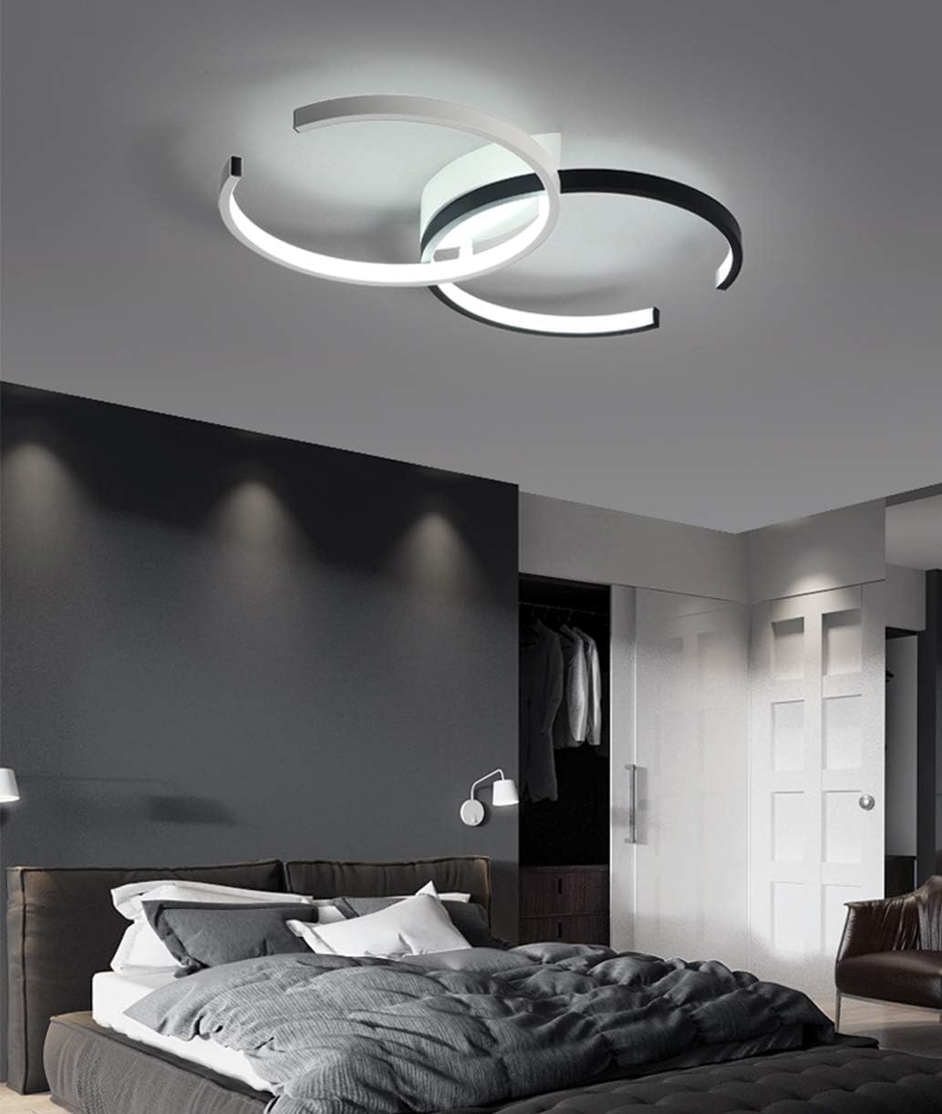 Super Cheap 🛒 Modern Bedroom Ceiling Light Fixture 2 Rings Continuous Dimming Ceiling Lights White Flush Mount Ceiling Lamps Silica Light Covers 55W Lighting for Living Room Dining Room Kitchen Island