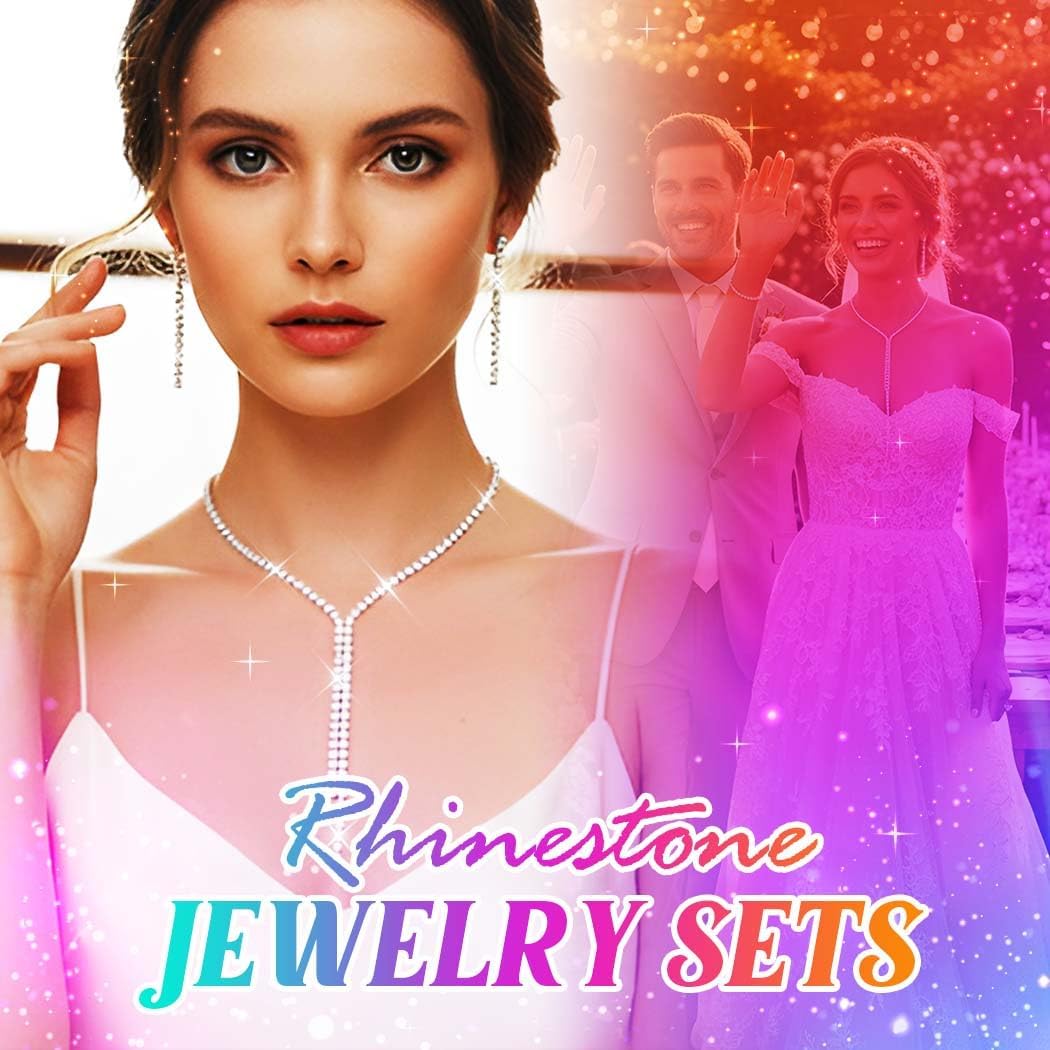 GORAIS Prom Wedding Jewelry Set Rhinestone Necklace Formal Bridal Jewelry Sets for Women and Brides - Image 6