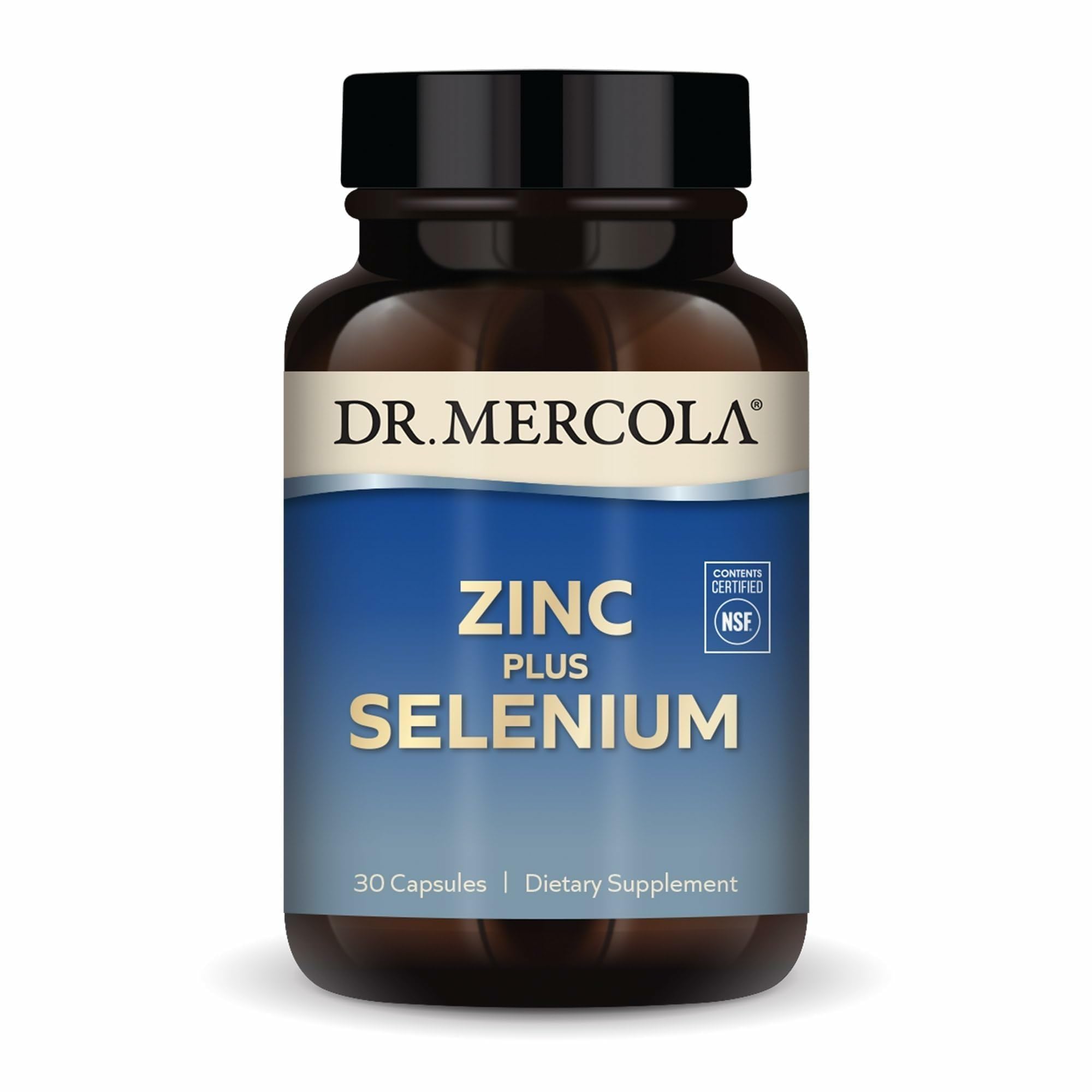 Dr. Mercola Zinc Plus Selenium - Mineral Blend Supplement - for Immune, Brain & Respiratory Support - Contains Zinc Glycinate Chelate & Copper - GMO-Free & Gluten-Free - 30 Capsules (30 Servings)