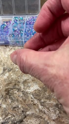 FAPUMOE 346 Stück Blaue-lila Kristallperlen Set – Rundperlen In 5 Größen (4-12mm) Für Schmuckbasteln
