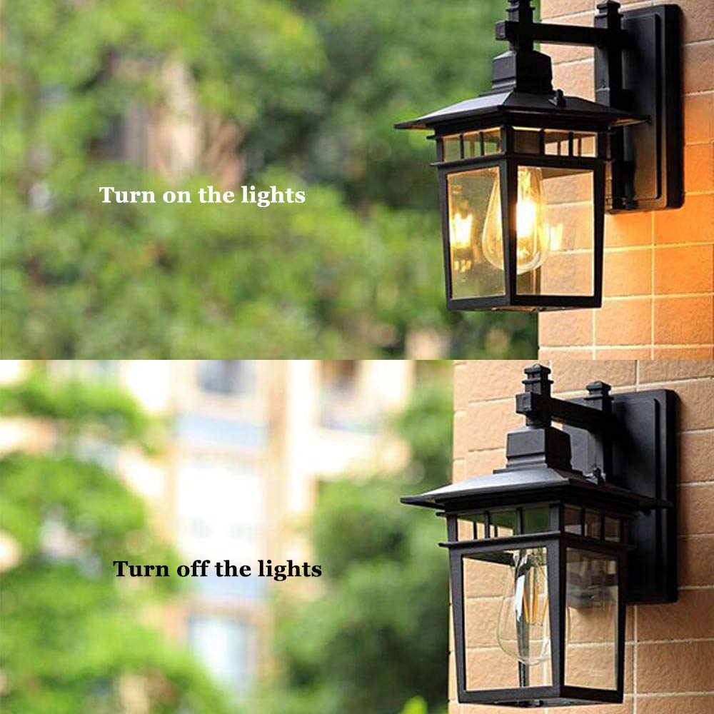 EDISHINE Applique Murale Extérieure Intérieure Avec, Étanche IP44, Éclairage Mural D'Extérieur Pour Patio, Garage, Terrasse, Jardin, Ampoule Non Incluse, Lot De 1, Noir