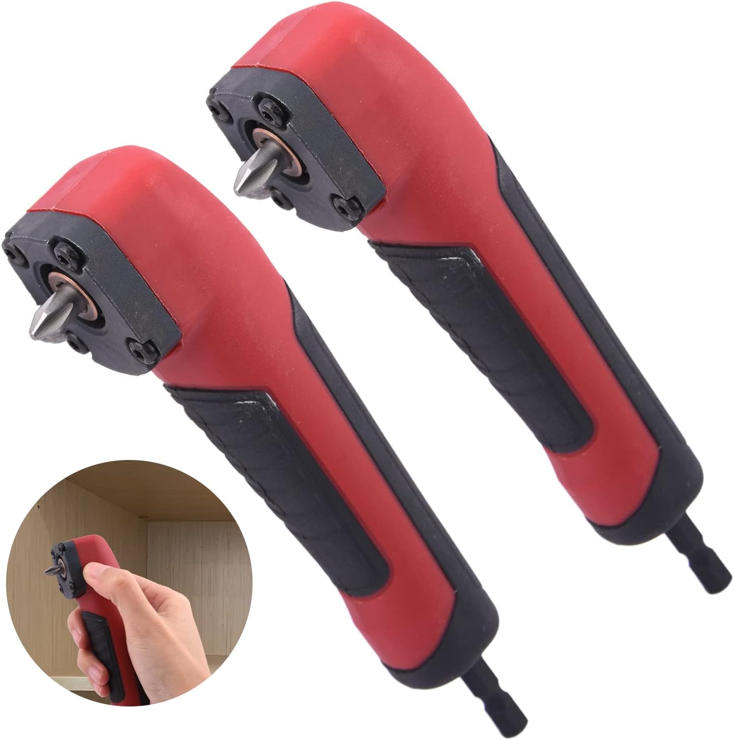 2PCS Right Angle Attachment Electric Screwdriver Repair 90 Degree Corner Device Screwdriver Socket Adapter Drill Bit Corner Adapter