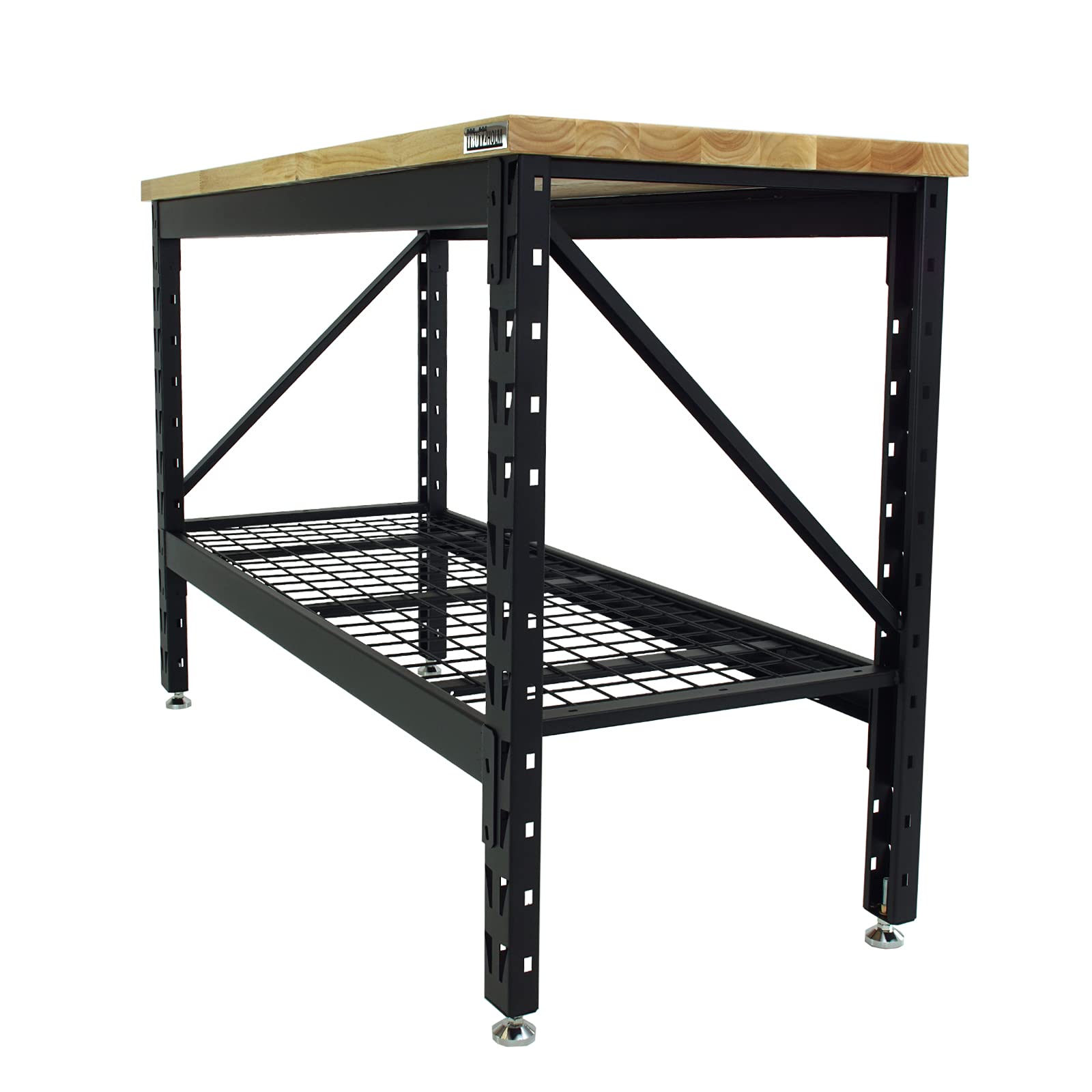 TRUTZHOLM Professionelle Werkbank bis 500 kg belastbar Werktisch Arbeitstisch Massive Arbeitsplatte Stecksystem Werkbank 153x62x99 cm höhenverstellbar | Montagewerkbank Werkstatttisch Werkstatt