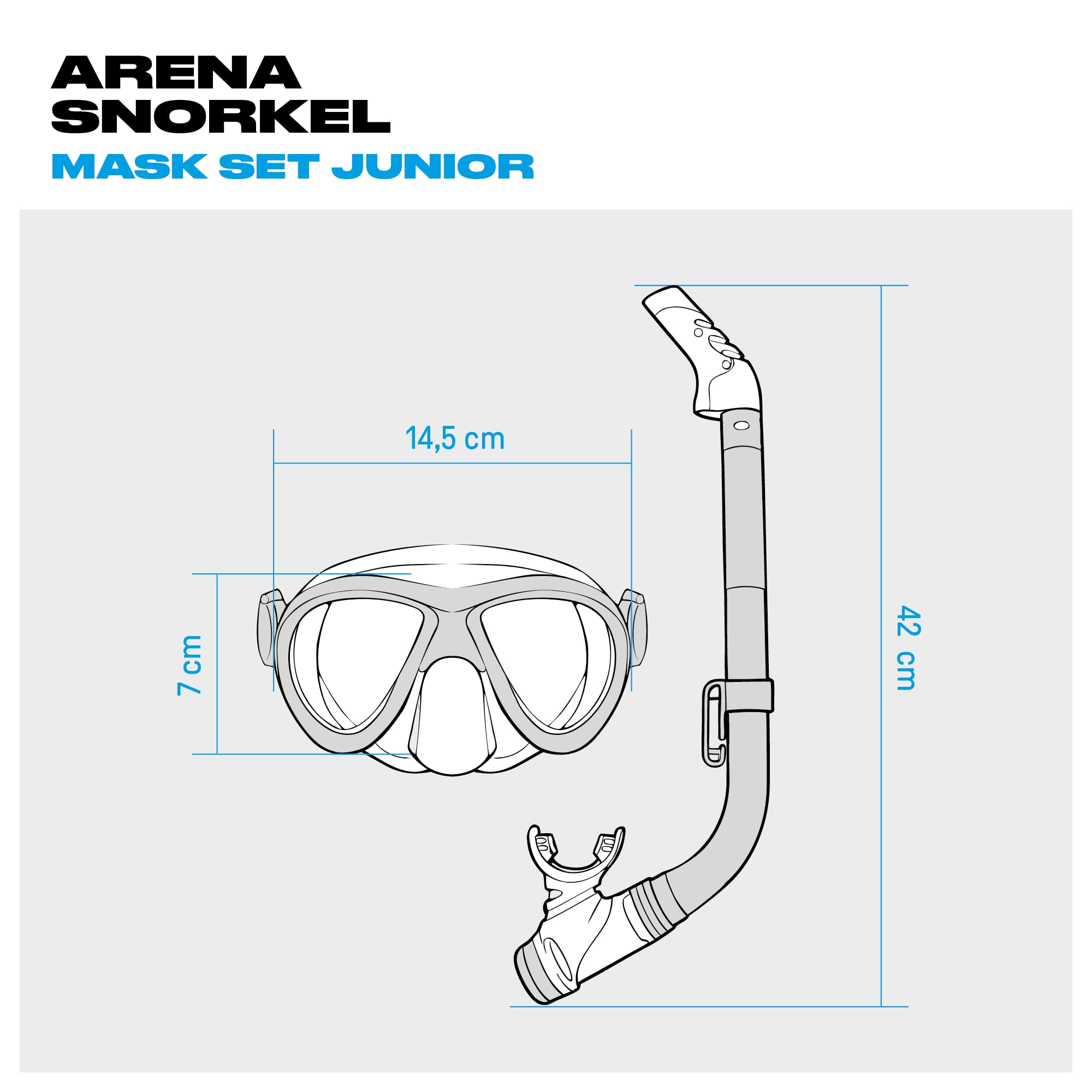Arena Set Maschera e Boccaglio Bambini Snorkeling con Tecnologia Anti-Infiltrazione, Silicone Ipoallergenico