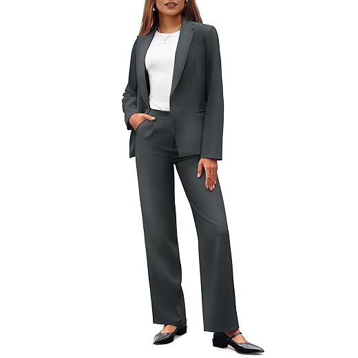 Casly Lamiit 2 Piece Business Casual Outfit for Women Wide Leg Blazer Matching Elegant Formal Suit Sets
