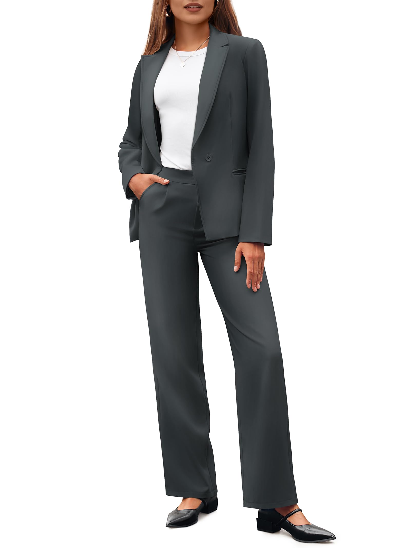 Casly Lamiit Pant Suits for Women Dressy Casual 2 Piece Work Pantsuits Business Professional Outfits Blazer Set Formal