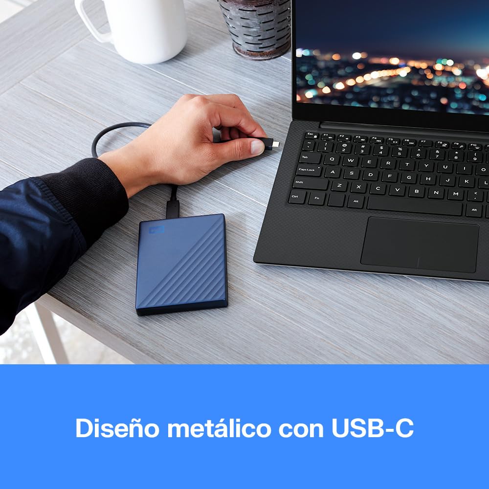 WD 2TBMy Passport Ultra Disco Duro Externo Portátil, USB-C, USB 3.2 Gen 1/USB 3.0, Copia de seguridad y protección con contraseña, Formateado para Windows, Azul