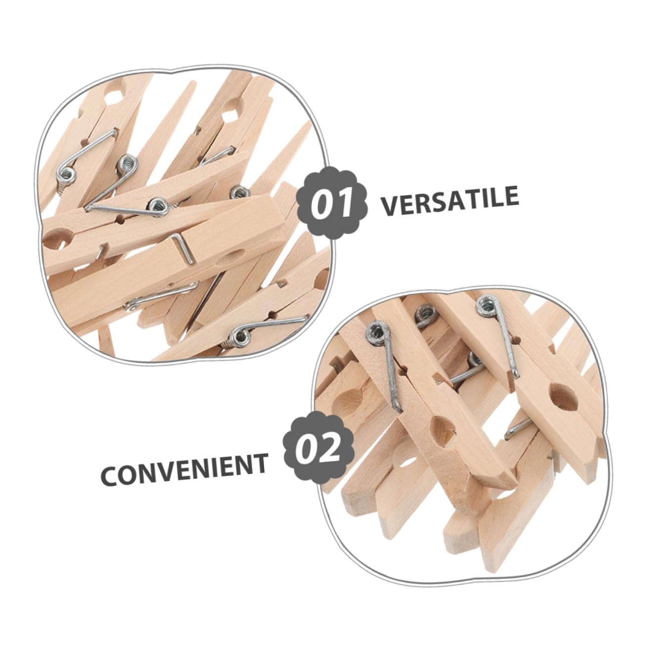 INOOMP 70 Piezas Pinzas de Madera para Ropa Unidades Diseño Antideslizante y Resistente al Viento Clips sin Pintar para Colgar Fotos Manualidades y Secado Seguro Exteriores