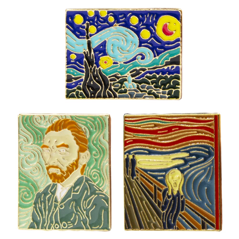 Buy Amersis 3 PCs Van Gogh Starry Night Painting Enamel Lapel Pin Art