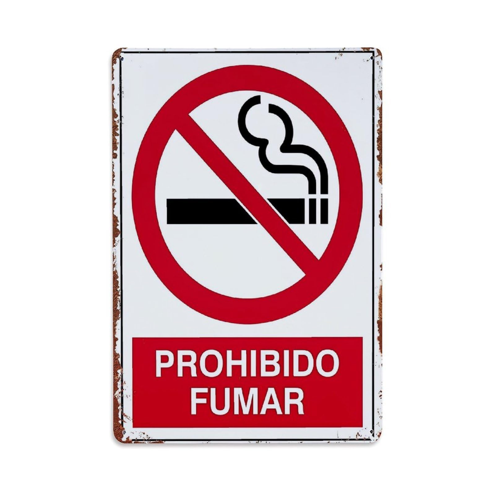 Jdfenggu Vintage No Smoking Sign Prohibido Fumar Retro Metal Tin Sign, Metal Poster For Bar, Home, Man Cave, Kitchen, Laundry Room Art Decor 8X12 Inch