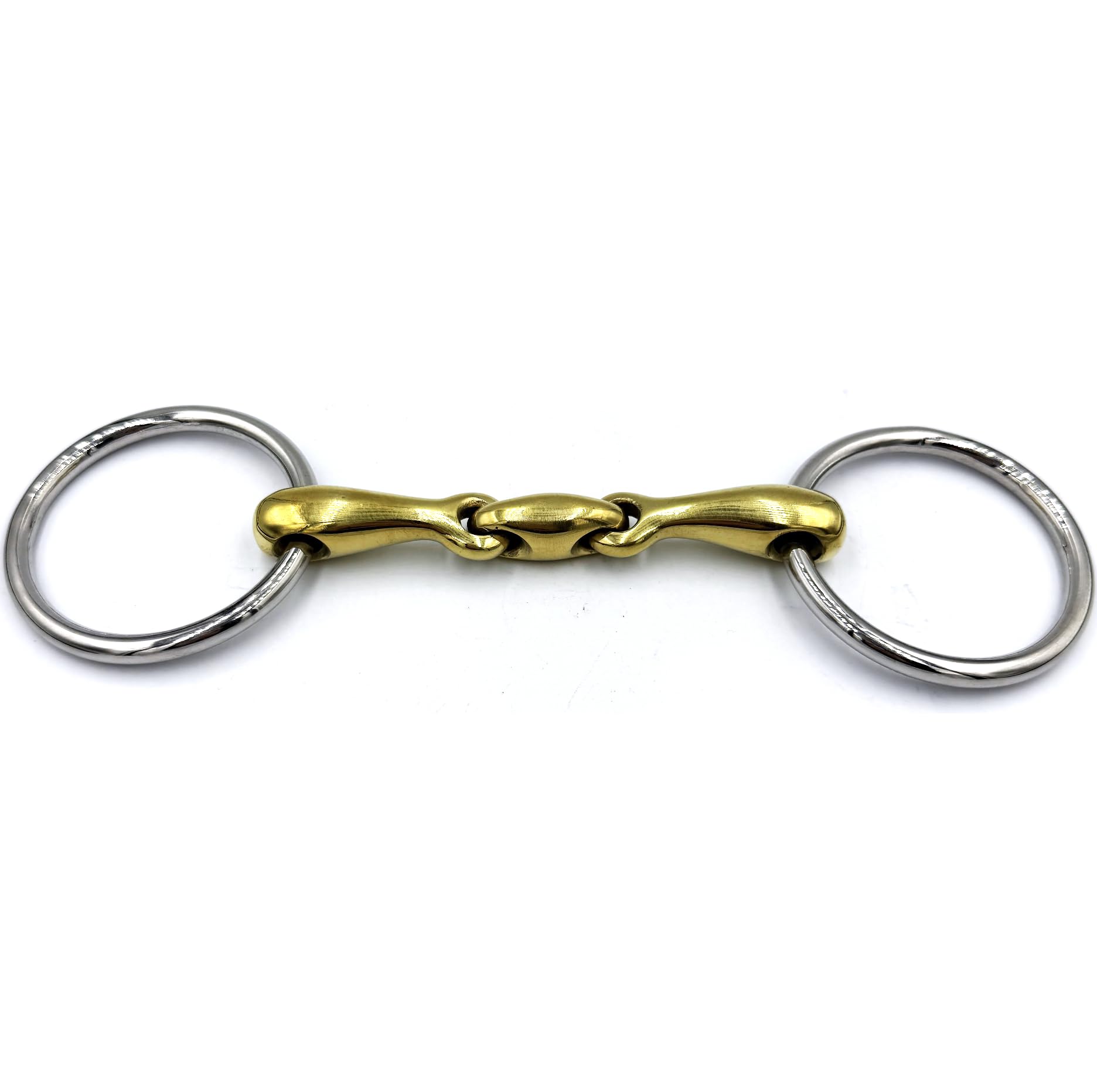 ES0275 Gebiss Wassertrense Doppelt Gebrochen aus Kupfer und Edelstahl Ringdurchmesser 60 mm Gebissstärke 14 mm (14.5 cm)