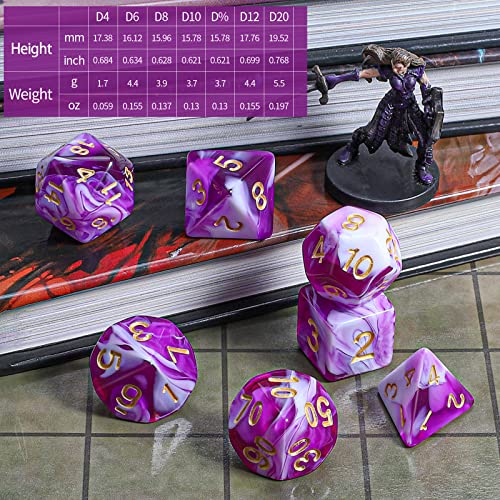 Image of CiaraQ 7pcs Polyhedral Dice Set for Dungeon and Dragons MTG Table Games