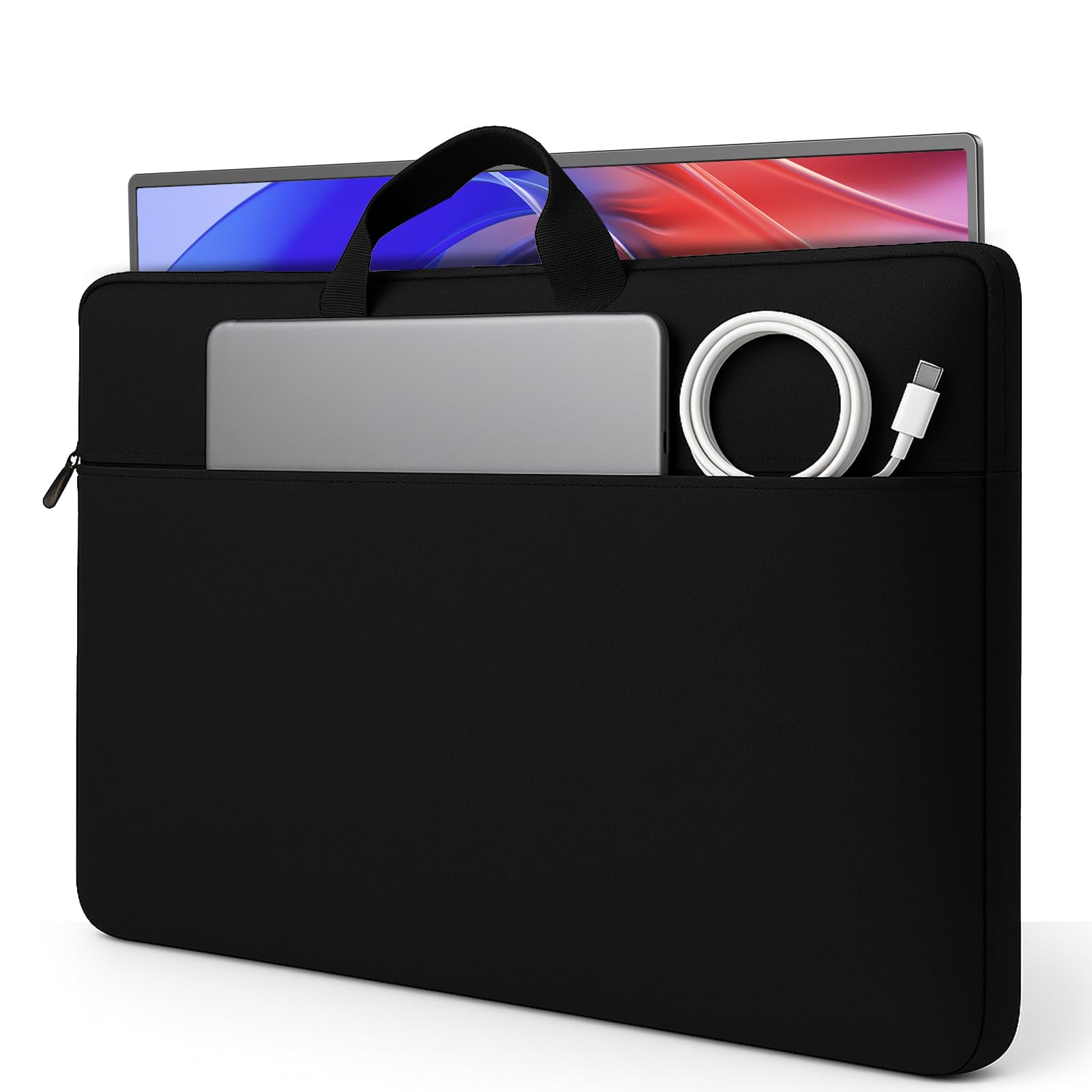 23.8-24.5インチ対応 モバイルモニター保護ケース パソコンケース Newsoul PC/ノートパソコン/タブレット/モバイルモニター用 360度衝撃吸収/防水/丸洗い可 大容量収納ポケット付き 手提げバッグ ジッパー式時短整理