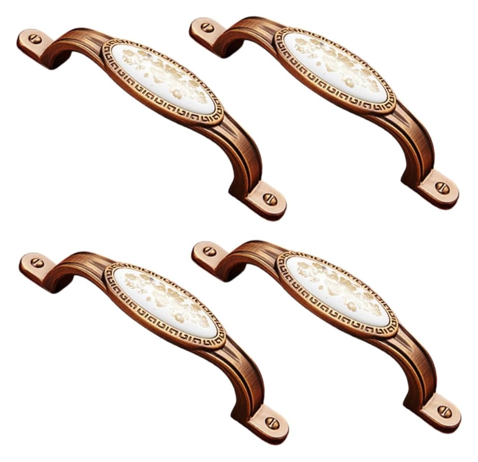 NLQCSXWEP Zinc Alloy Cabinet Bow Handle, Zinc Alloy and Ceramic Cabinet and Drawer Handles Pack of 4 Multicolor(96mm Golden Flower)