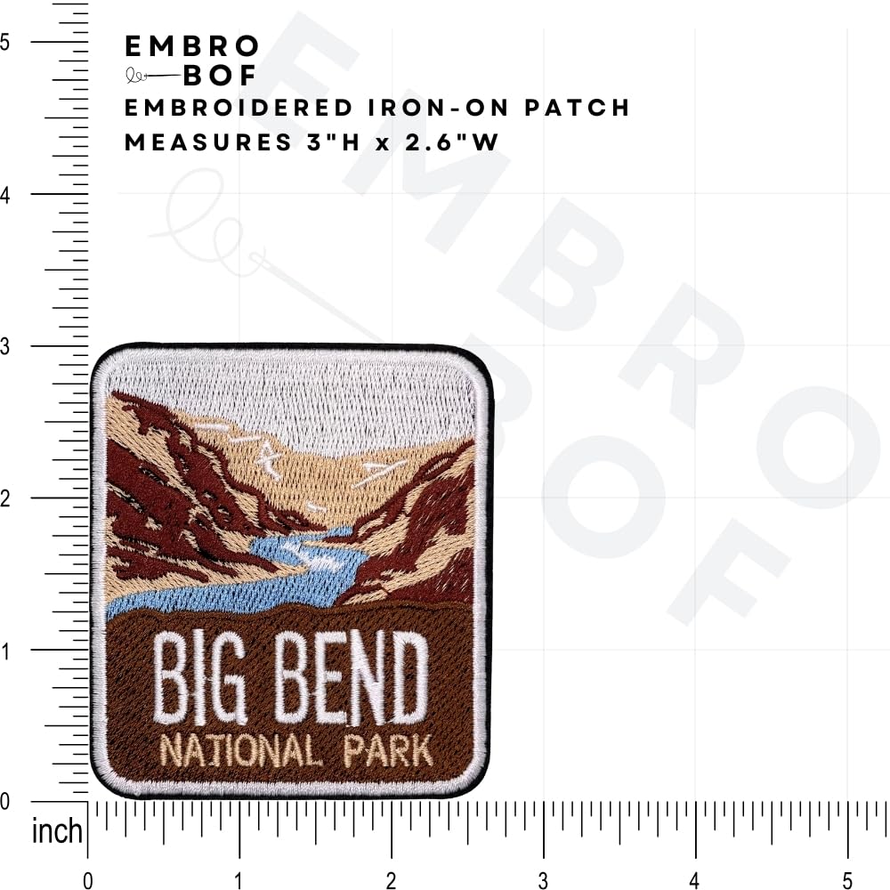 Parche Big Bend National Park – Colección de parches de parque nacional Cool – Parches de viaje bordados para mochilas con plancha y costura