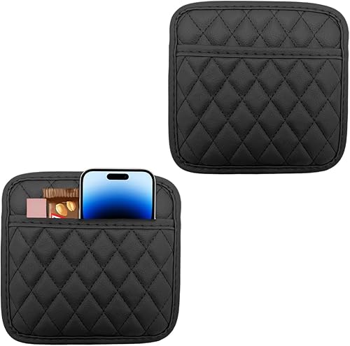 Miniatura 8 de Organizador de 2 bolsillos laterales para automóvil, adhesivo de cuero, bolsillo de almacenamiento trasero para asiento trasero, impermeable,