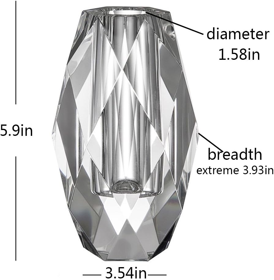 Crystal Flower Vases Decorations 6" for Home Wedding Christmas or Gift - Clear with Gift Box