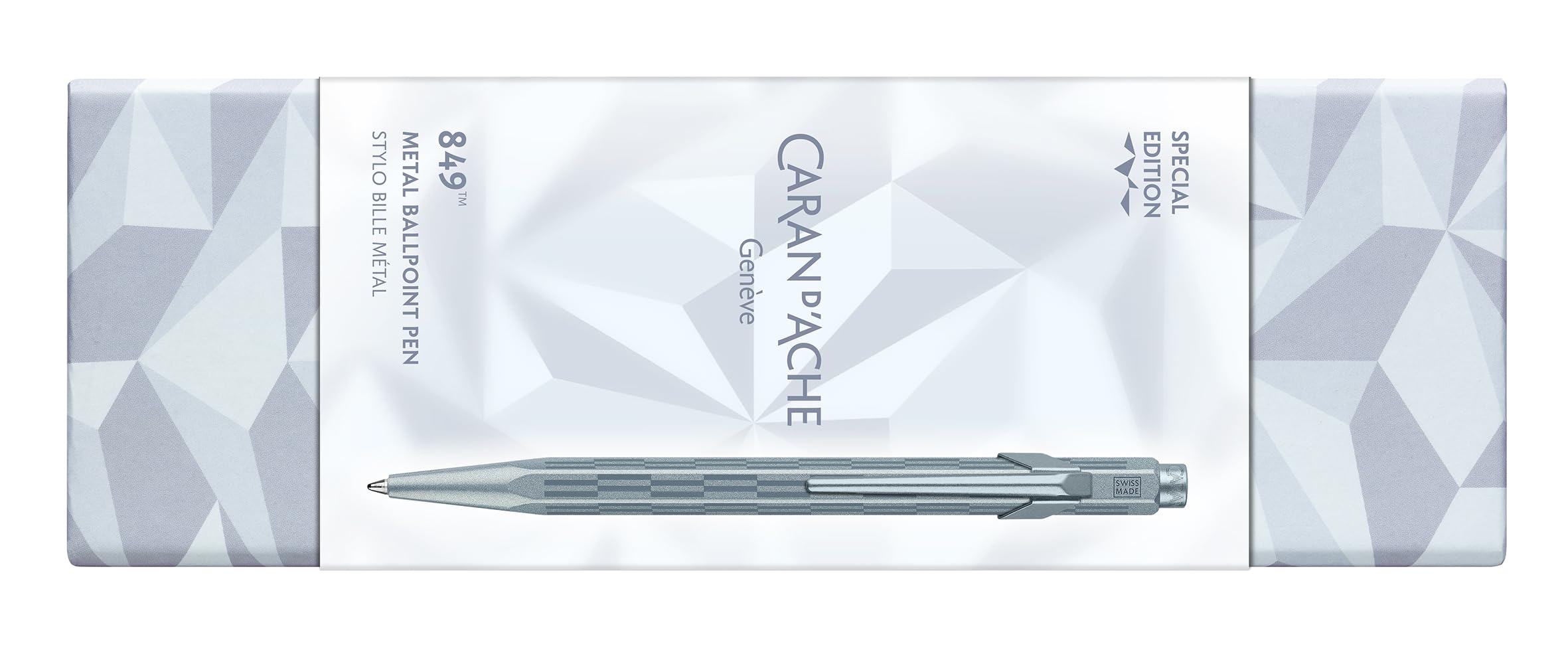Caran d’Ache Kugelschreiber 849™ Alpine Frost Blau – Sechskant-Aluminium, Goliath-Medium Mine, Frostinspirierte Edition, Premium-Geschenkverpackung, Swiss Made