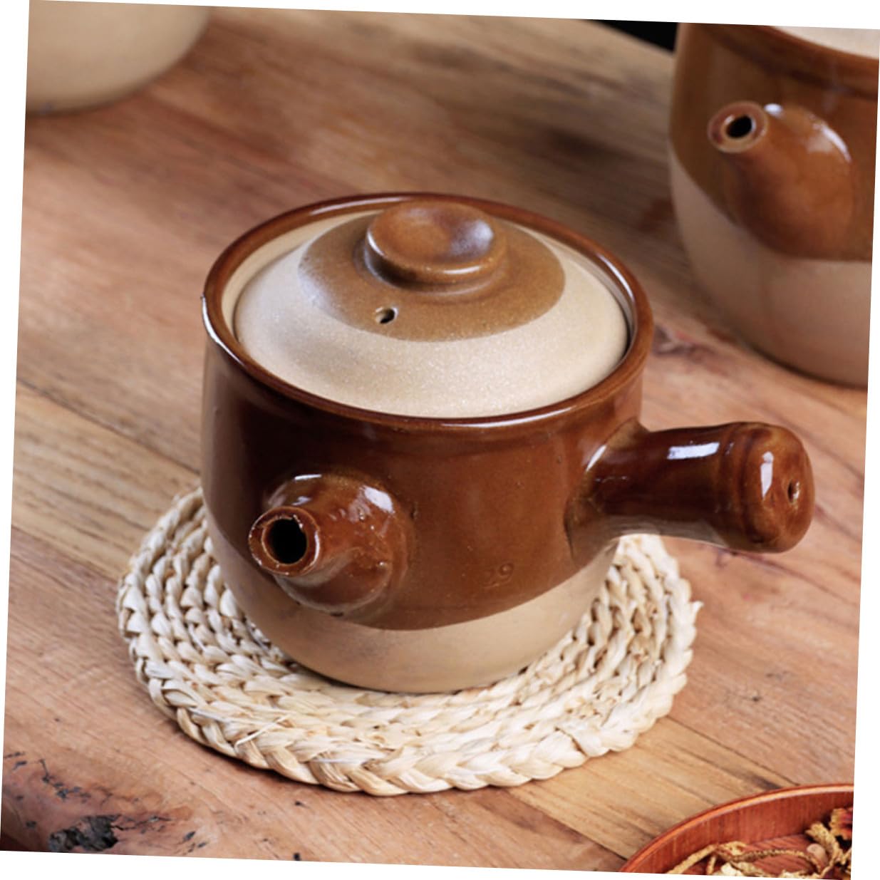 Cabilock Olla de Barro China para Cocinar de 3l Arcilla de Cerámica, Adecuado para Estofados y Sopas, Resistente a Fuego Abierto y Reutilizable