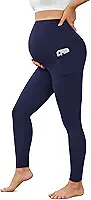 Leggings femininas para gestantes com bolsos sobre a barriga para gestantes, atividades físicas, ioga, calças justas