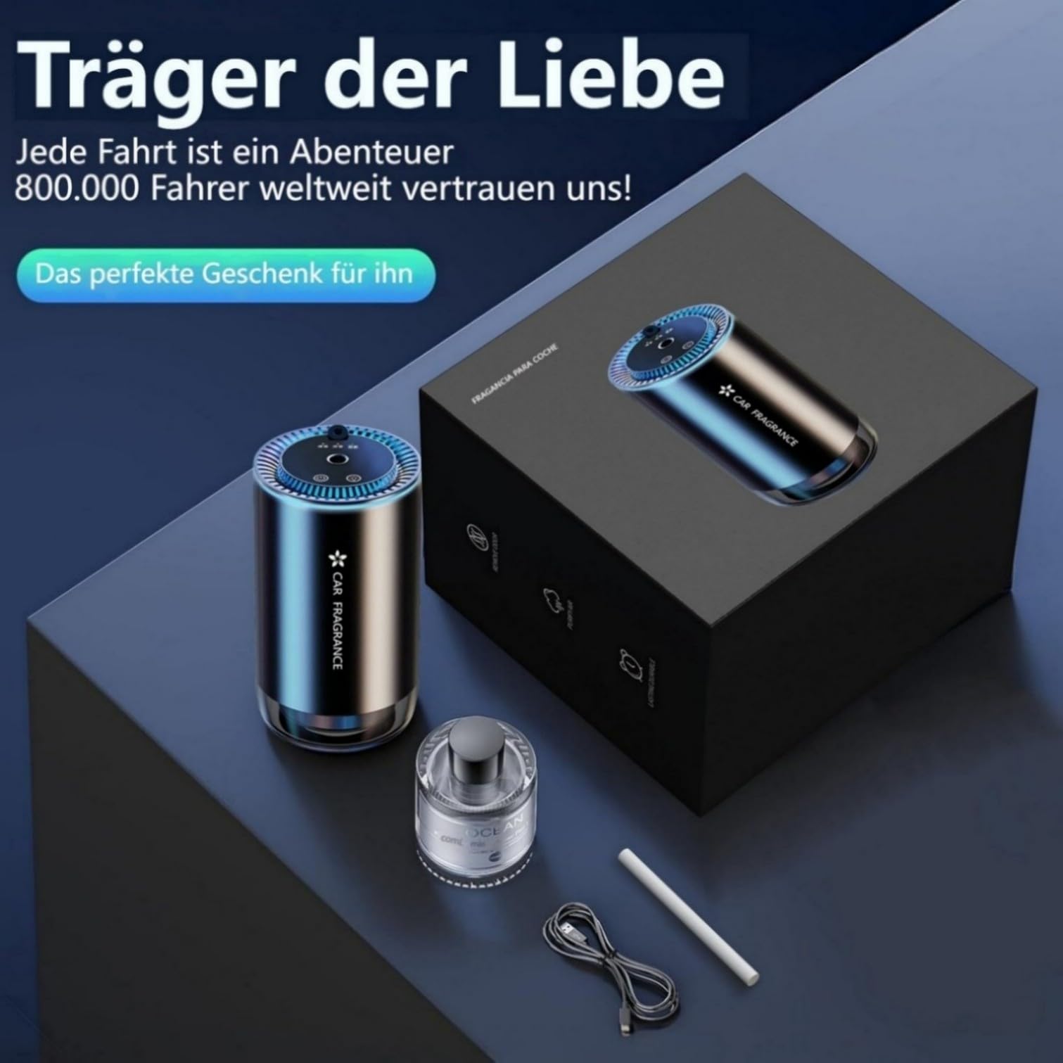2026 Auto Lufterfrischer mit 50ml Parfüms, Auto Elektrischer Duft, Ultraschall-Zerstäuber, Intelligente 3 Modi, Auto EIN/Ausschalten, Eingebauter Akku, Aroma Diffusor Hält 5 Monate BJ-577(Cologne)