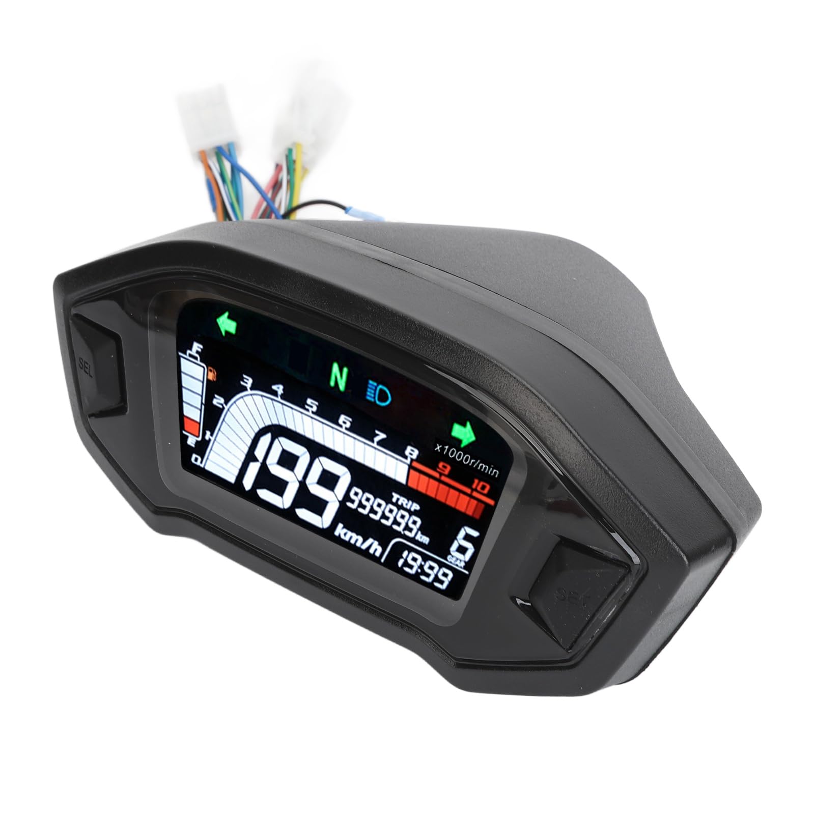 Motorrad-Kilometerzähler-Instrument, Motorrad-Instrumententafel, LCD-Digitalanzeige, Multifunktionaler Tachometer, Kilometerzähler, Drehzahlmesser für Motorräder