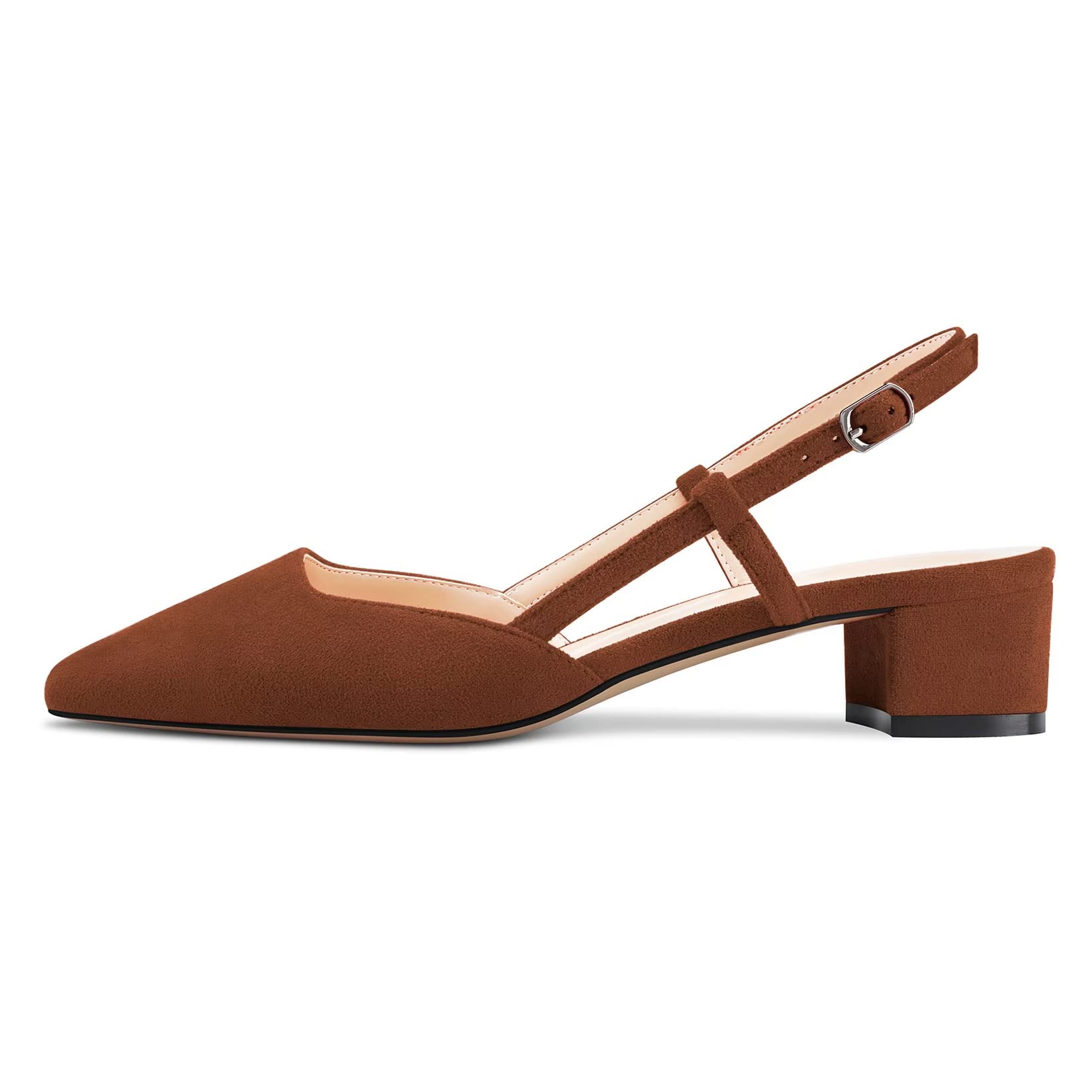 NobleOnly Donna Chunky Blocco Basso Gattini Tacco Heel Quadrata Punta Sandali Slingback Slip-on Pumps da Matrimonio Cute Scarpe