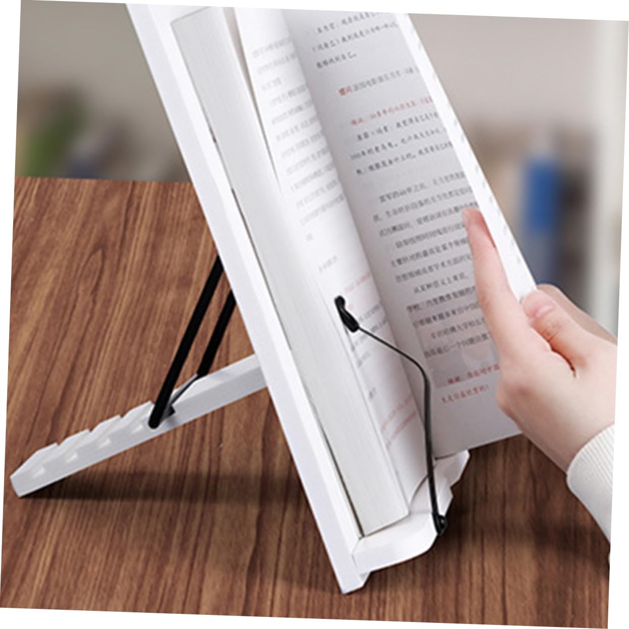 Leggio per Libri in Legno Bianco, Supporto per Libri da Tavolo | Leggio per Libri Legno, Supporto Porta Libri Regolabile, per Cookbooks e Libri, Lettura su Scrivania