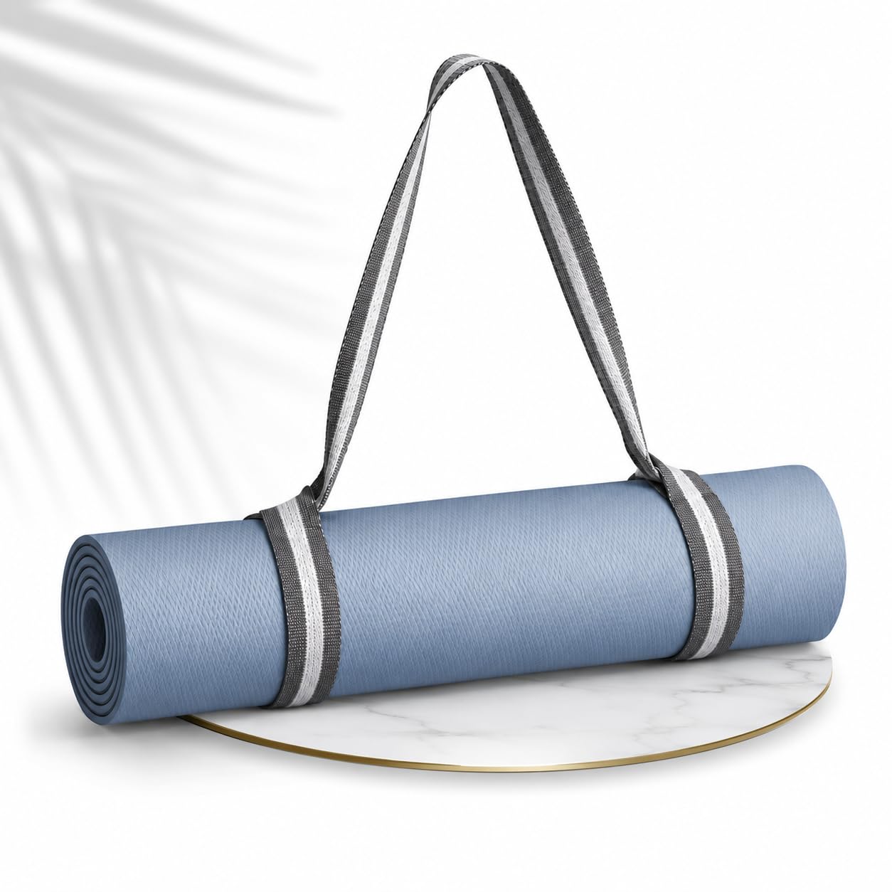 Premium Heavy Duty Yoga Mat Strap Carrier – MultiPurpose Yoga Belt - Anti-Slip Shoulder Sling for Thick & Standard Yoga Mats -Fits All Mat Sizes for Home Workout & Travel(Grey Striped)