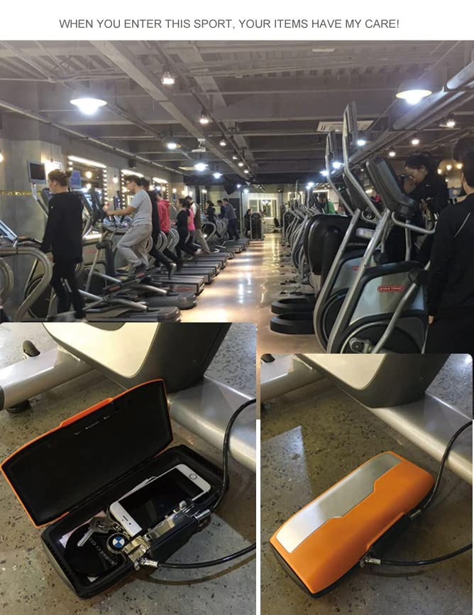 Caja de seguridad portátil de 4 dígitos con cerradura de combinación con cuerda para deportes al aire libre, gimnasio, playa, compras, caja de almacenamiento de seguridad (naranja)