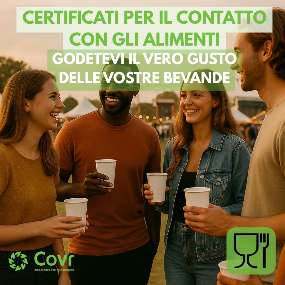 COVR Bicchieri in Carta Bianchi (25 cl - 8 oz / 1000 unità)